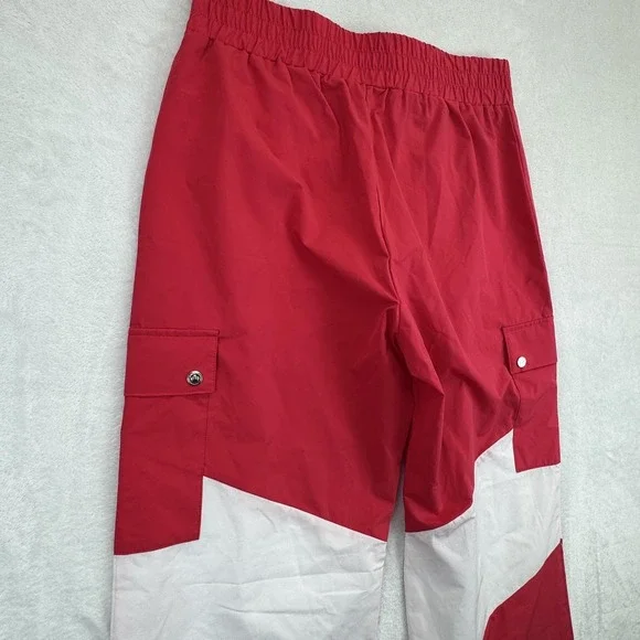 Juicy Couture Pants Womens Large Red White Cargo Elastic Waist‎ Track Polyester - Picture 3 of 11